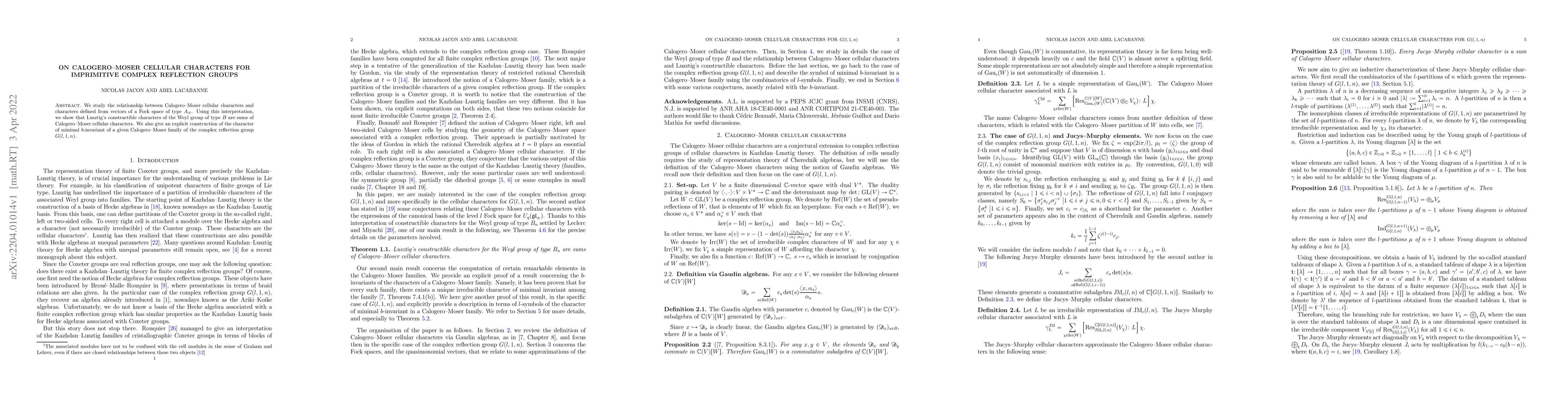 Thumbnail for On Calogero-Moser cellular characters for imprimitive complex reflection
  groups