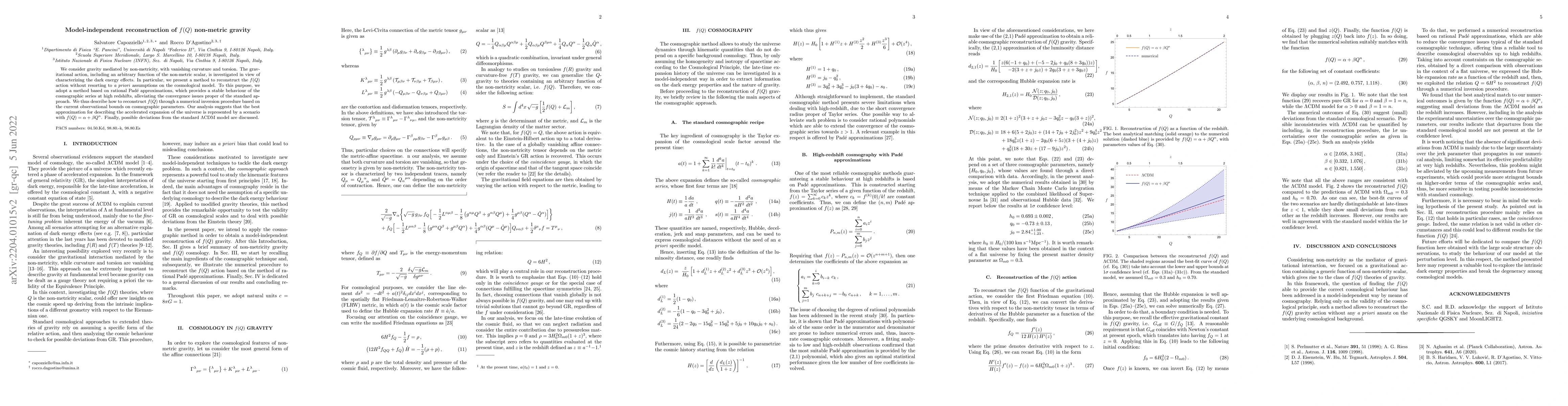 Thumbnail for Model-independent reconstruction of $f(Q)$ non-metric gravity
