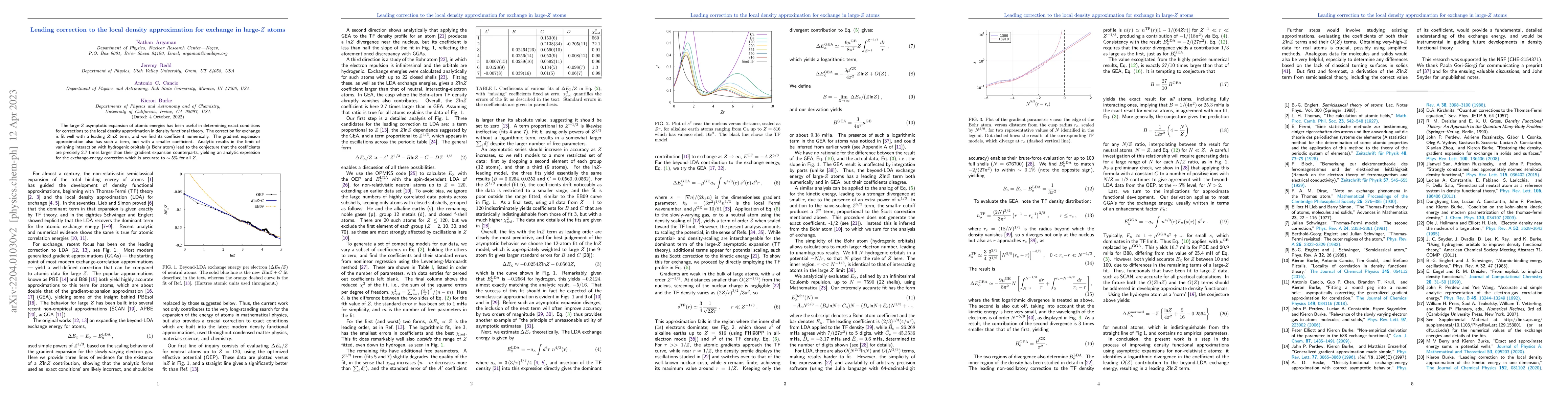 Thumbnail for Leading correction to the local density approximation for exchange in
  large-$Z$ atoms