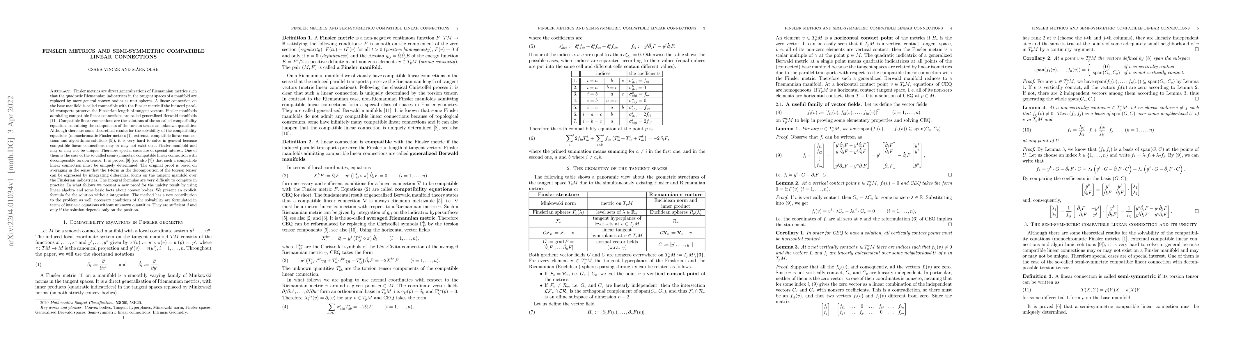 Thumbnail for Finsler metrics and semi-symmetric compatible linear connections