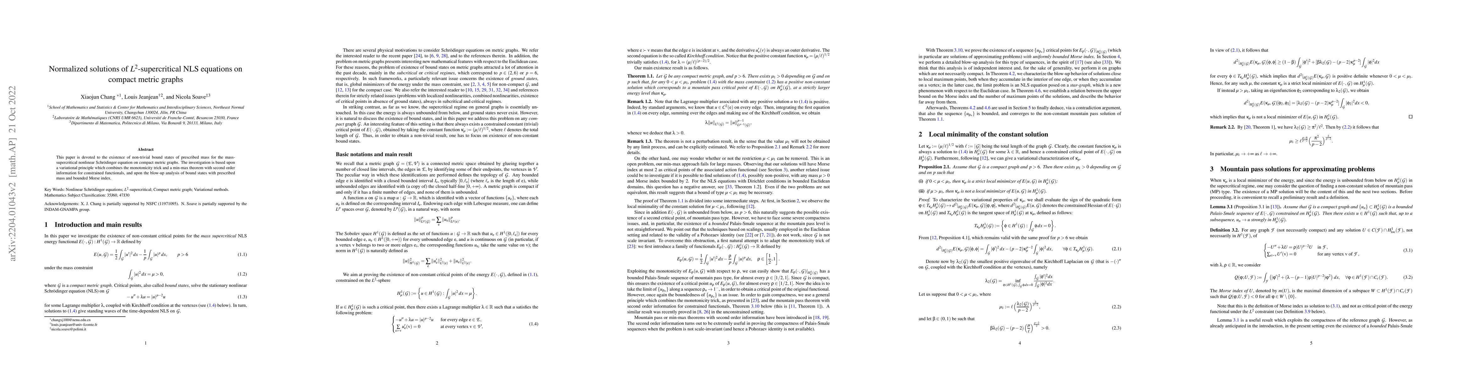 Thumbnail for Normalized solutions of $L^2$-supercritical NLS equations on compact
  metric graphs
