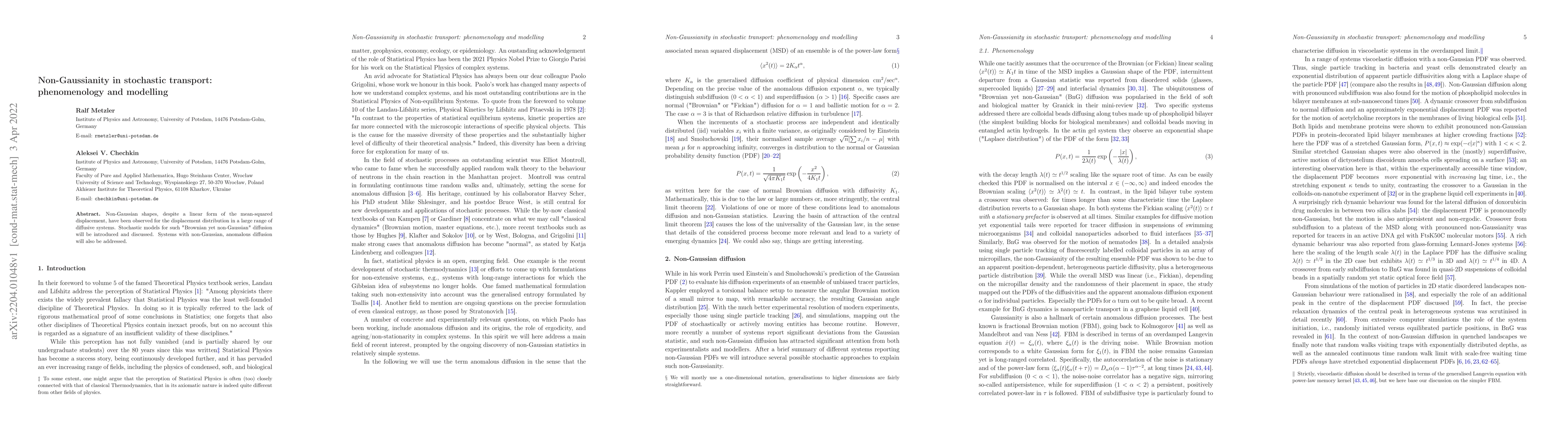 Thumbnail for Non-Gaussianity in stochastic transport: phenomenology and modelling