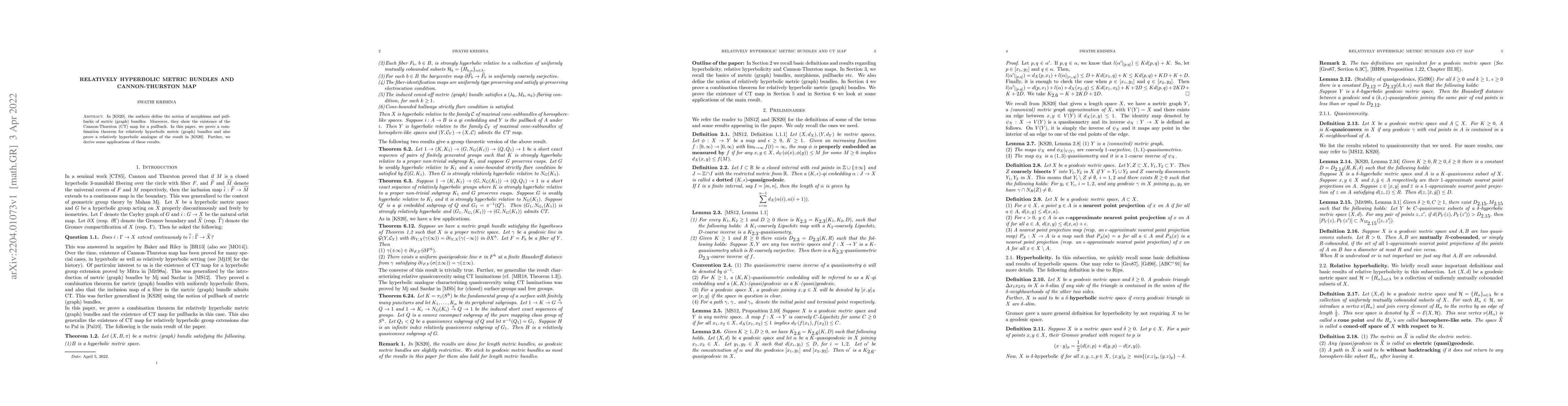 Thumbnail for Relatively hyperbolic metric bundles and Cannon-Thurston map