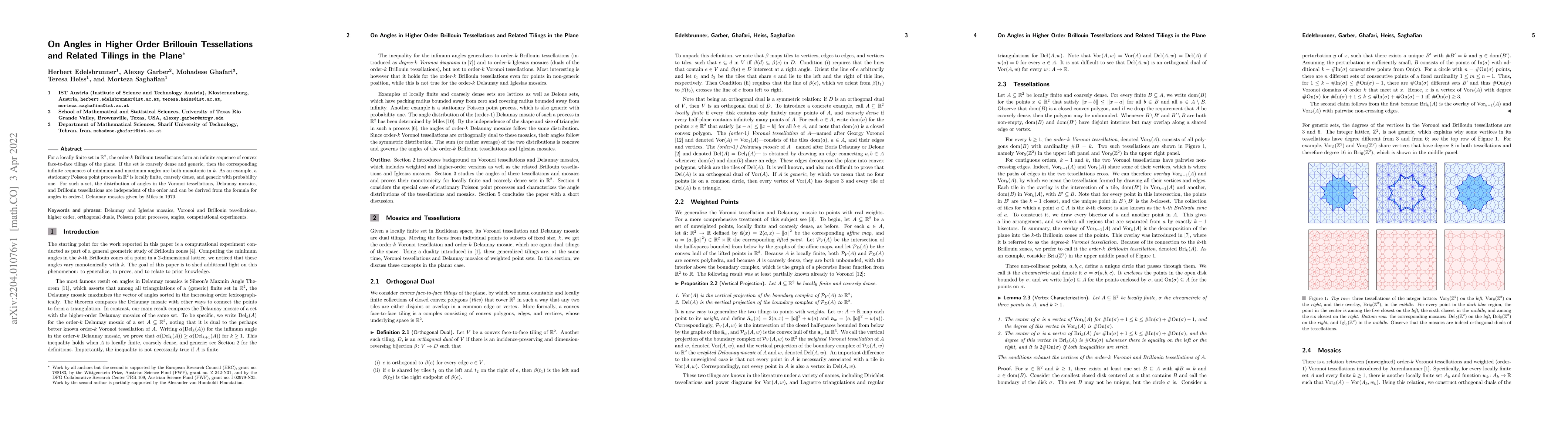 Thumbnail for On Angles in Higher Order Brillouin Tessellations and Related Tilings in
  the Plane