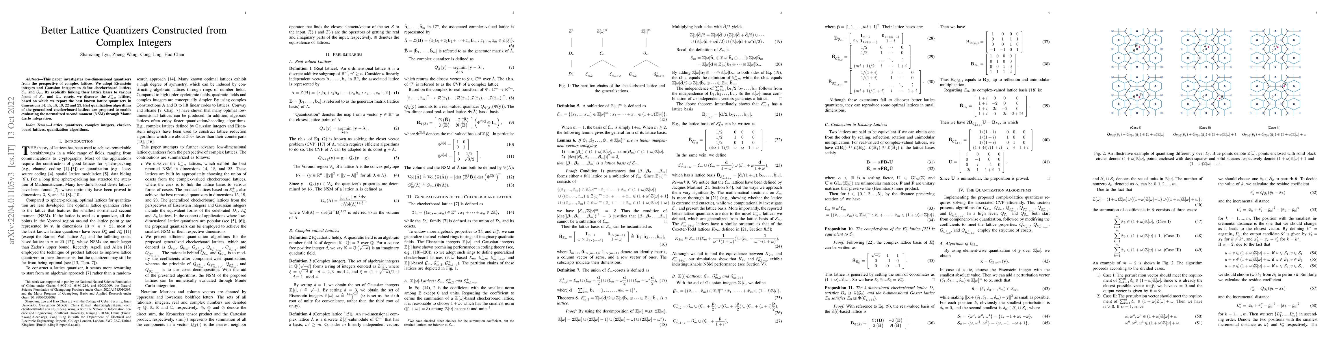 Thumbnail for Better Lattice Quantizers Constructed from Complex Integers