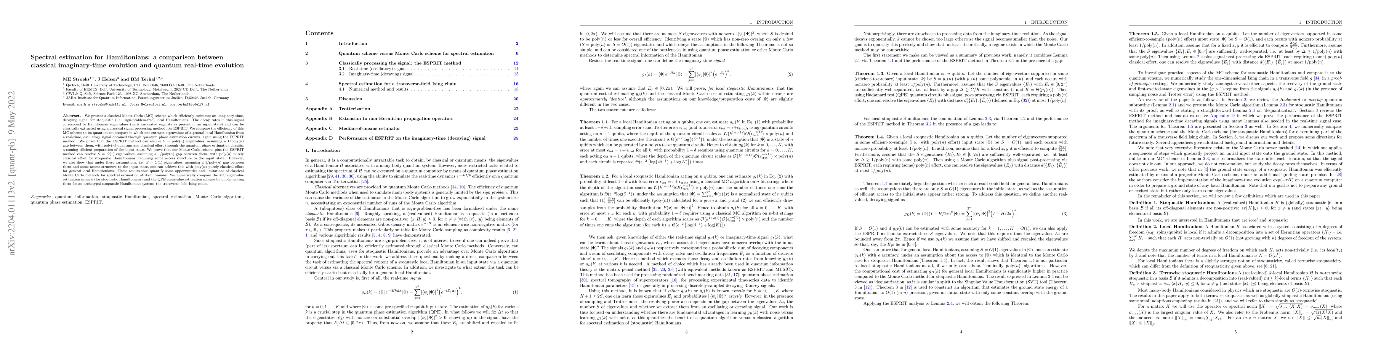 Thumbnail for Spectral estimation for Hamiltonians: a comparison between classical
  imaginary-time evolution and quantum real-time evolution