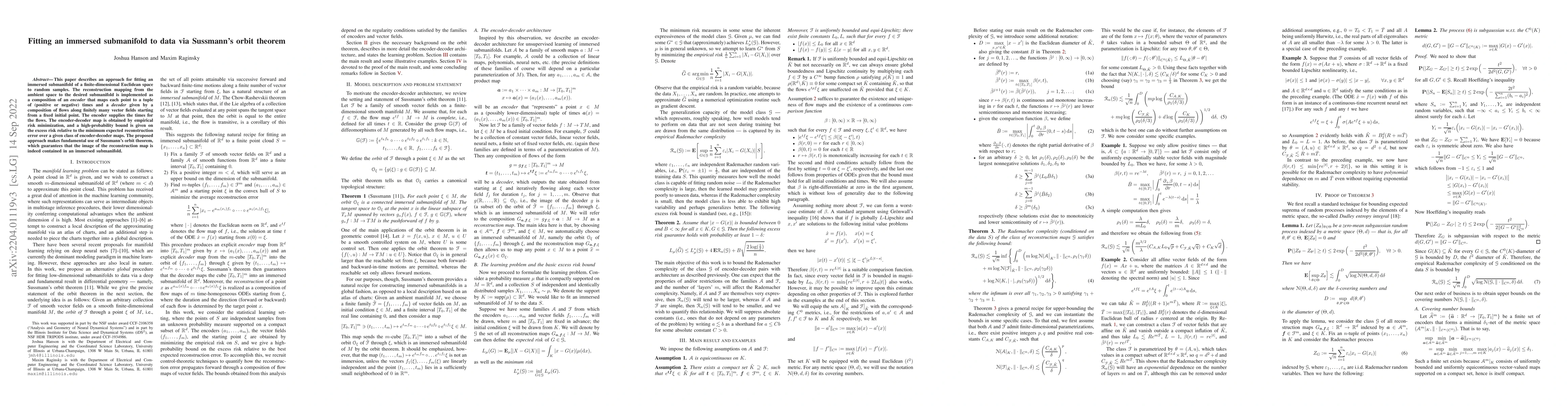 Thumbnail for Fitting an immersed submanifold to data via Sussmann's orbit theorem