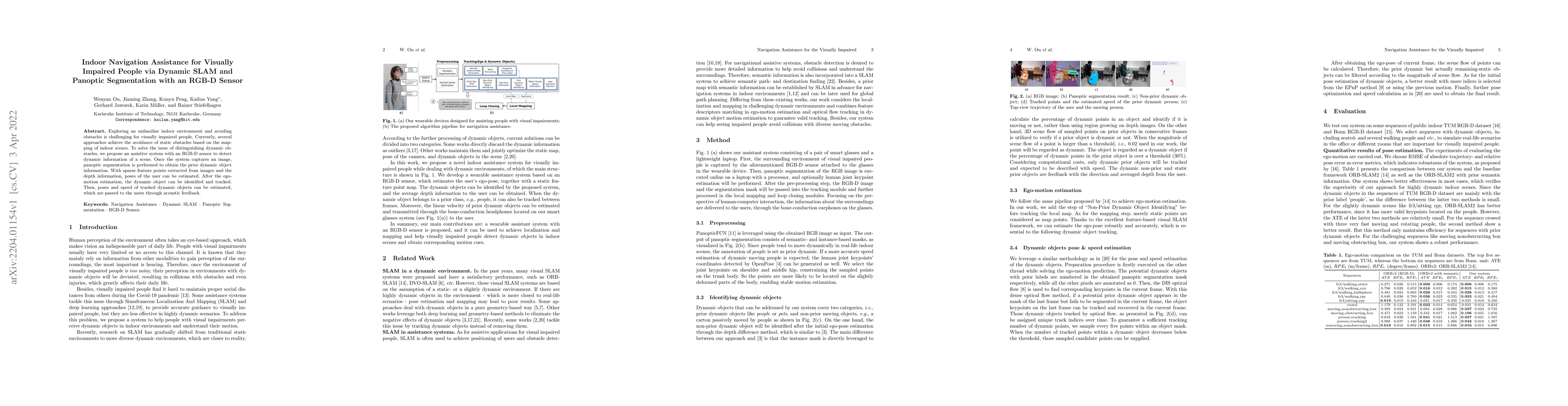Thumbnail for Indoor Navigation Assistance for Visually Impaired People via Dynamic
  SLAM and Panoptic Segmentation with an RGB-D Sensor