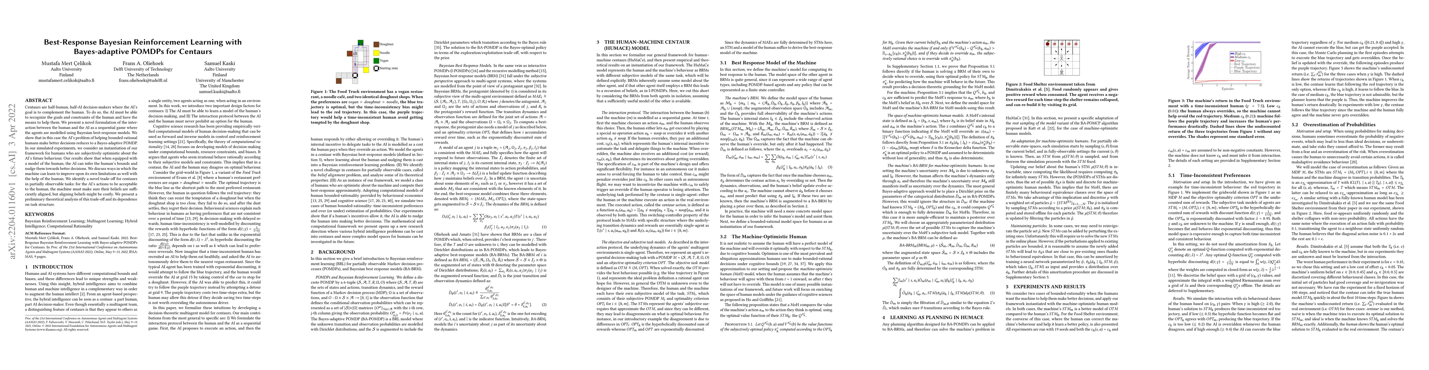 Thumbnail for Best-Response Bayesian Reinforcement Learning with Bayes-adaptive POMDPs
  for Centaurs