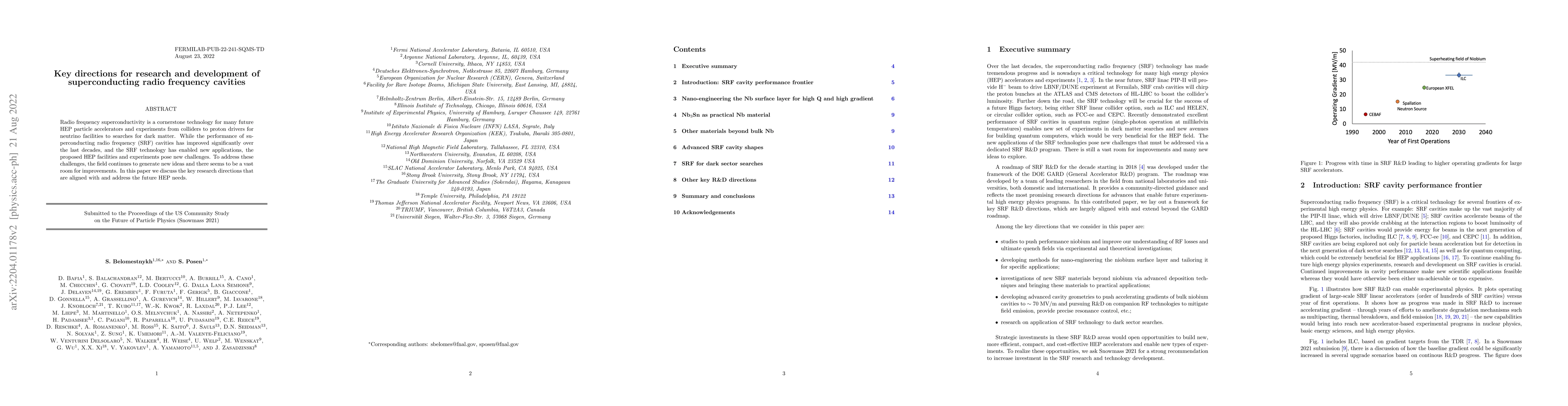 Thumbnail for Key directions for research and development of superconducting radio
  frequency cavities