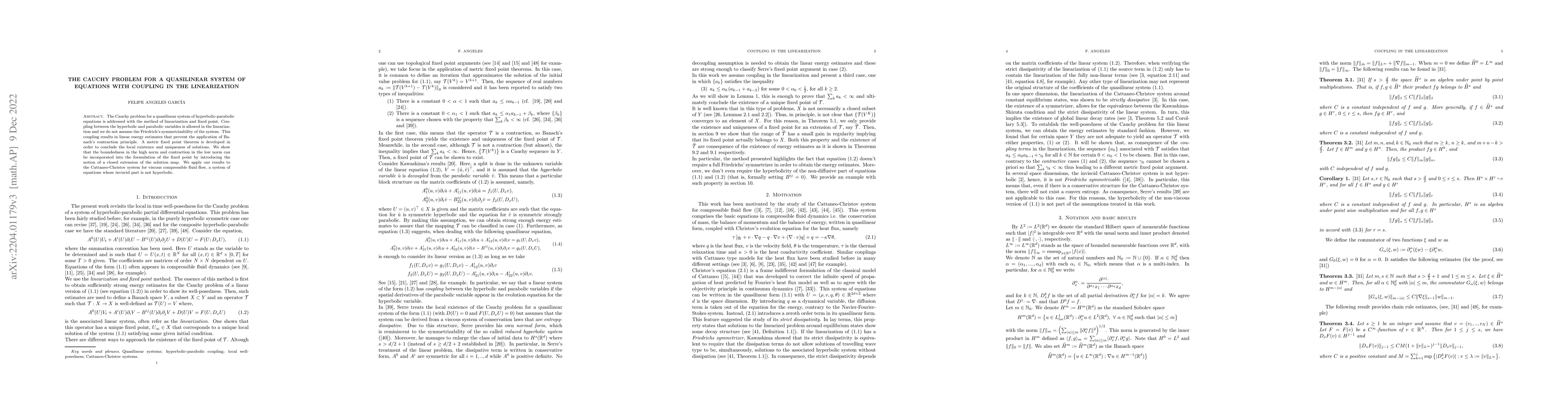Thumbnail for The Cauchy problem for a quasilinear system of equations with coupling
  in the linearization
