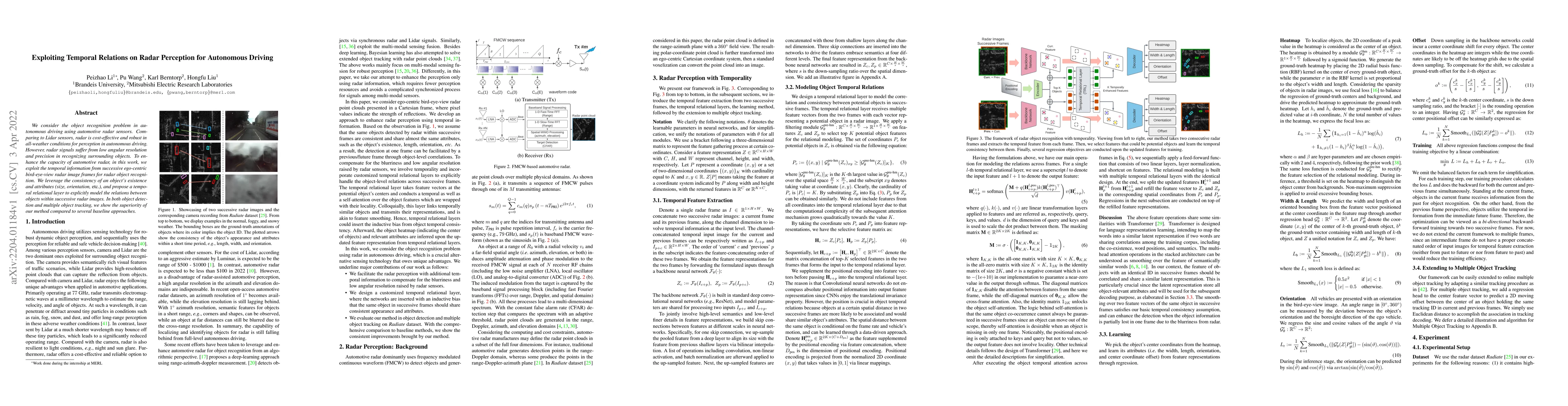 Thumbnail for Exploiting Temporal Relations on Radar Perception for Autonomous Driving