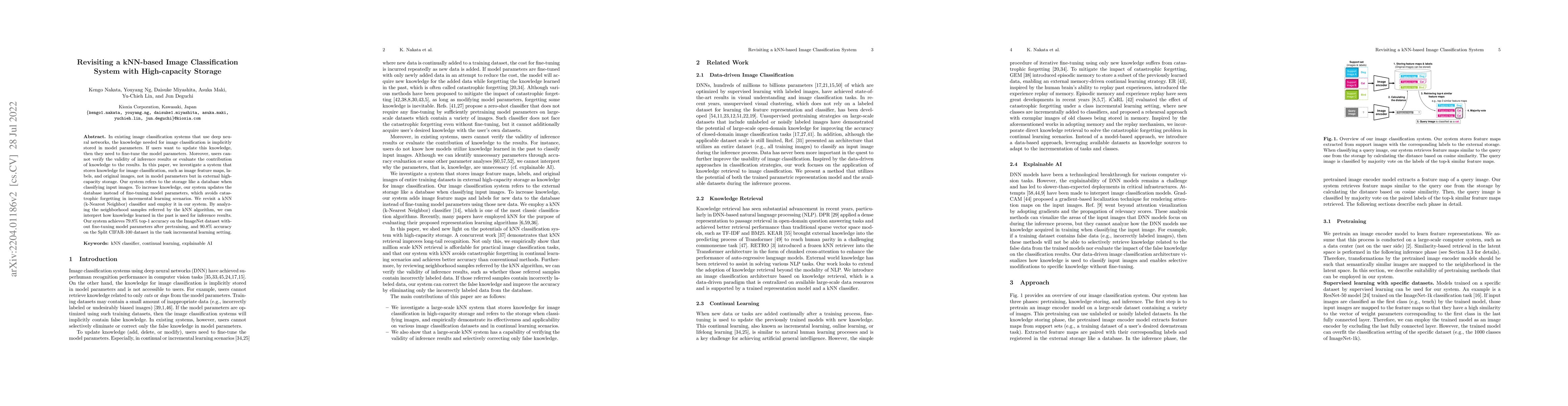 Thumbnail for Revisiting a kNN-based Image Classification System with High-capacity
  Storage