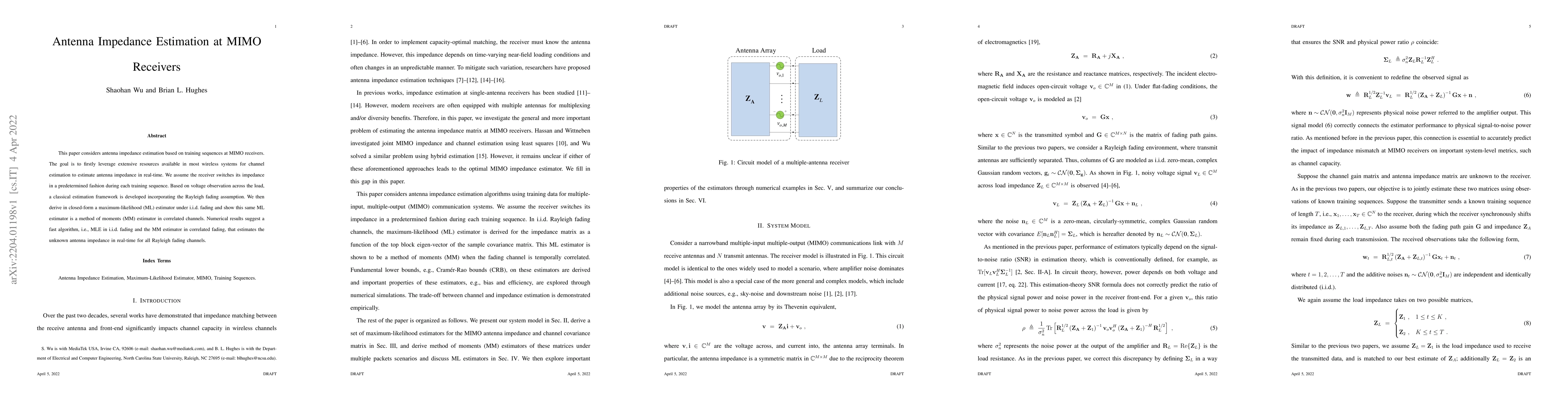 Thumbnail for Antenna Impedance Estimation at MIMO Receivers