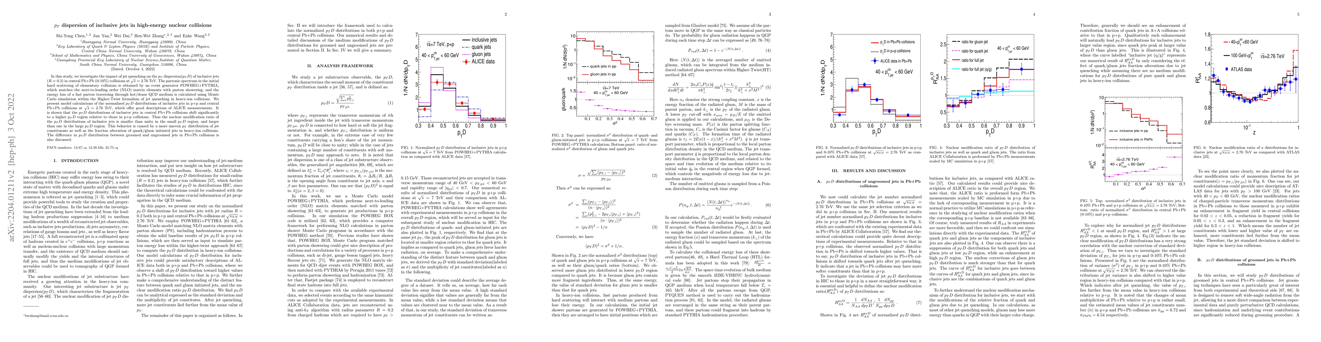 Thumbnail for $p_{T}$ dispersion of inclusive jets in high-energy nuclear collisions