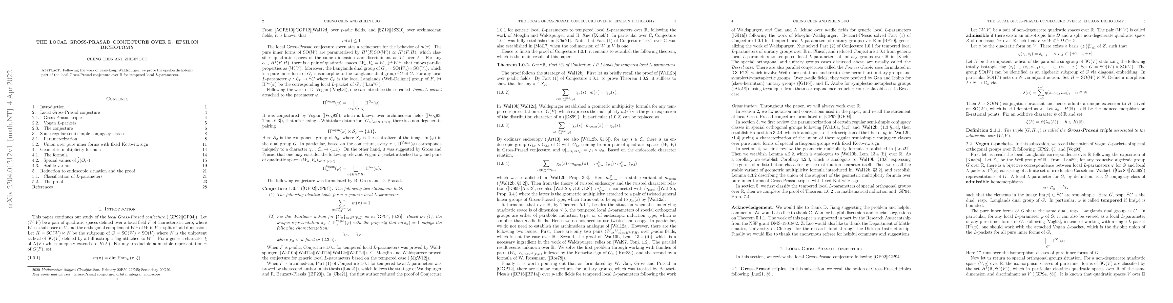 Thumbnail for The local Gross-Prasad conjecture over $\mathbb{R}$: Epsilon dichotomy