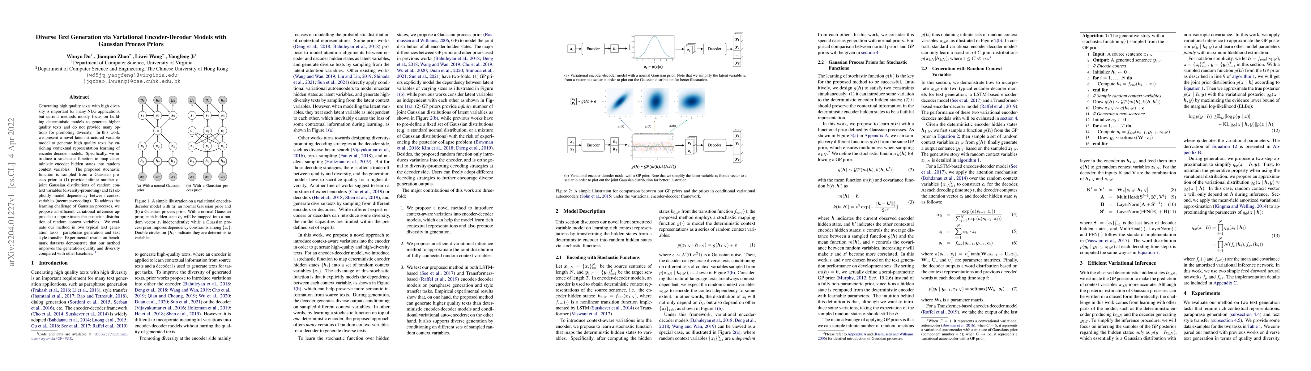 Thumbnail for Diverse Text Generation via Variational Encoder-Decoder Models with
  Gaussian Process Priors