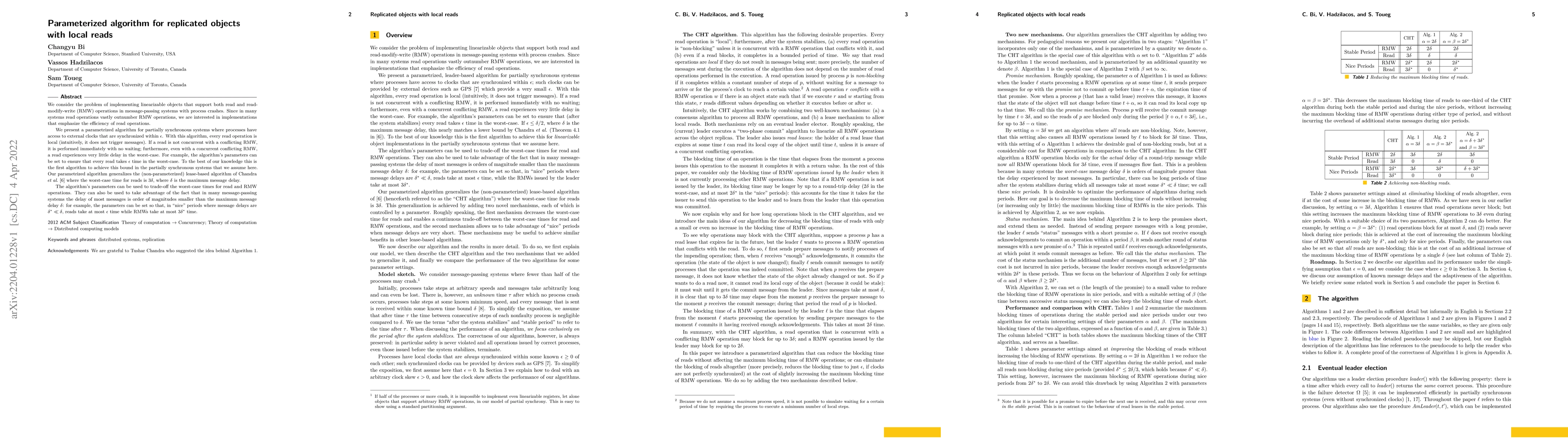 Thumbnail for Parameterized algorithm for replicated objects with local reads