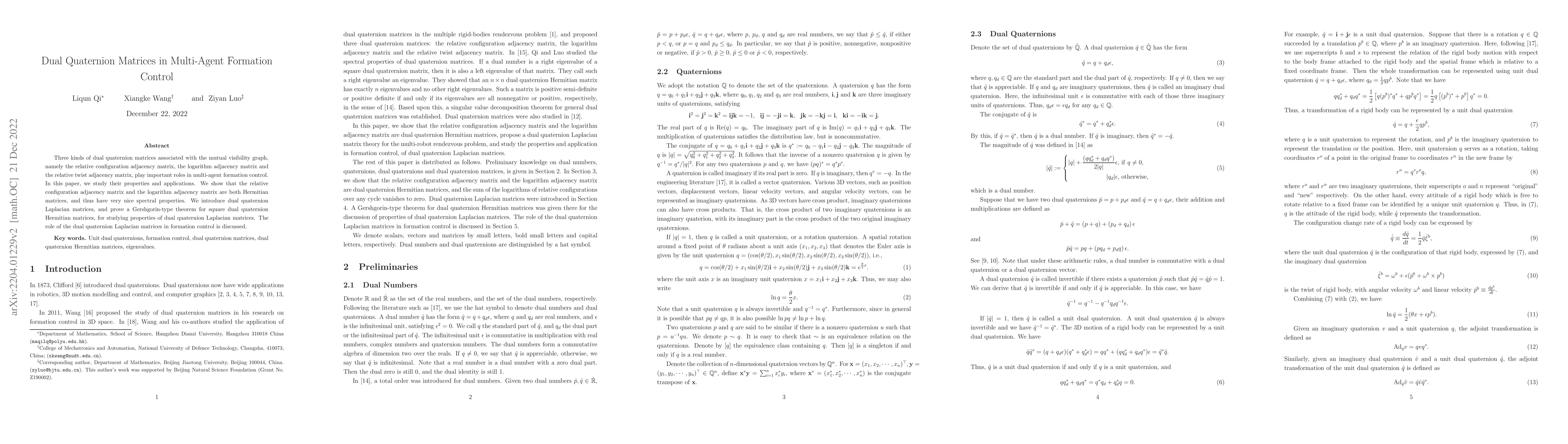 Thumbnail for Dual Quaternion Matrices in Multi-Agent Formation Control