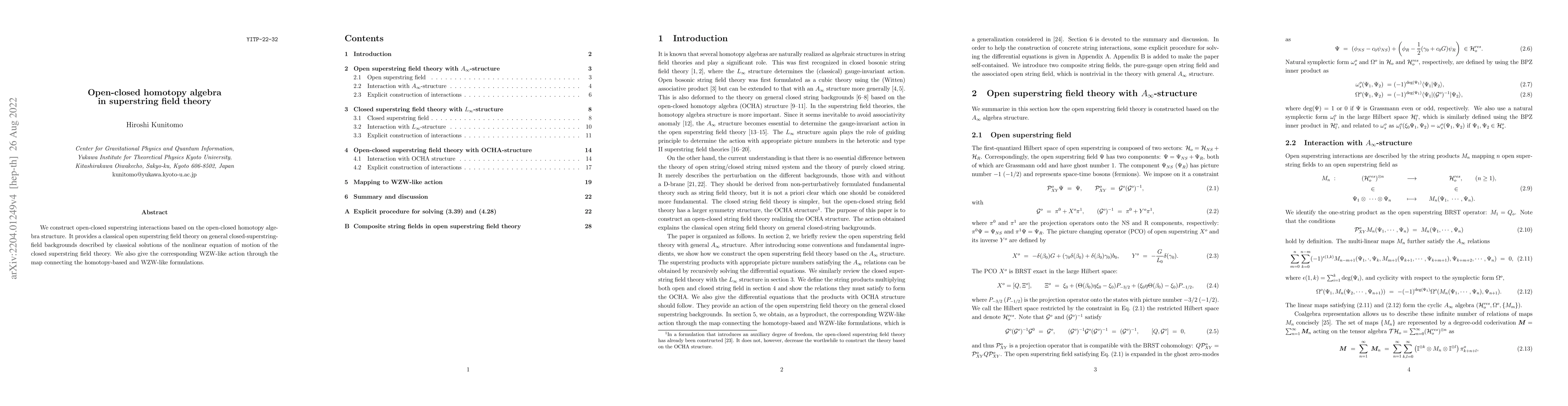 Thumbnail for Open-closed homotopy algebra in superstring field theory