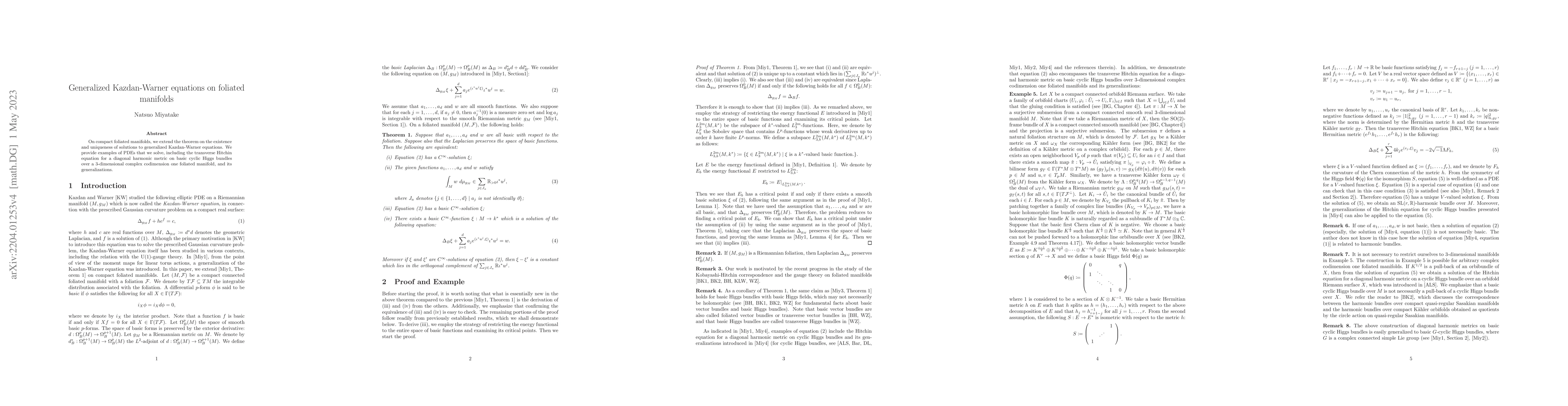 Thumbnail for Generalized Kazdan-Warner equations on foliated manifolds