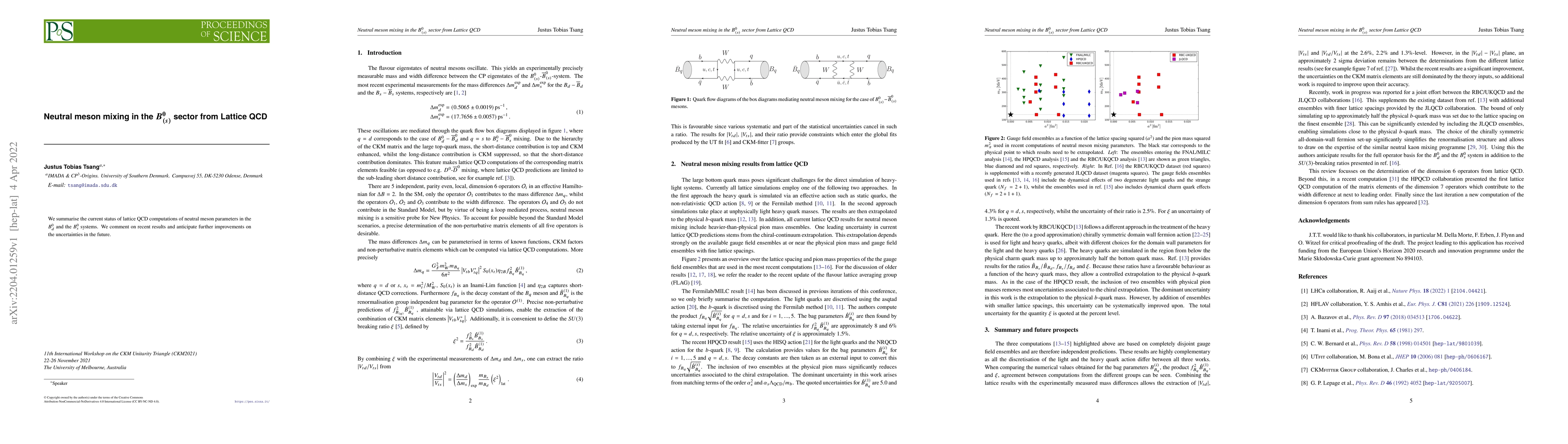 Thumbnail for Neutral meson mixing in the $B^0_{(s)}$ sector from lattice QCD