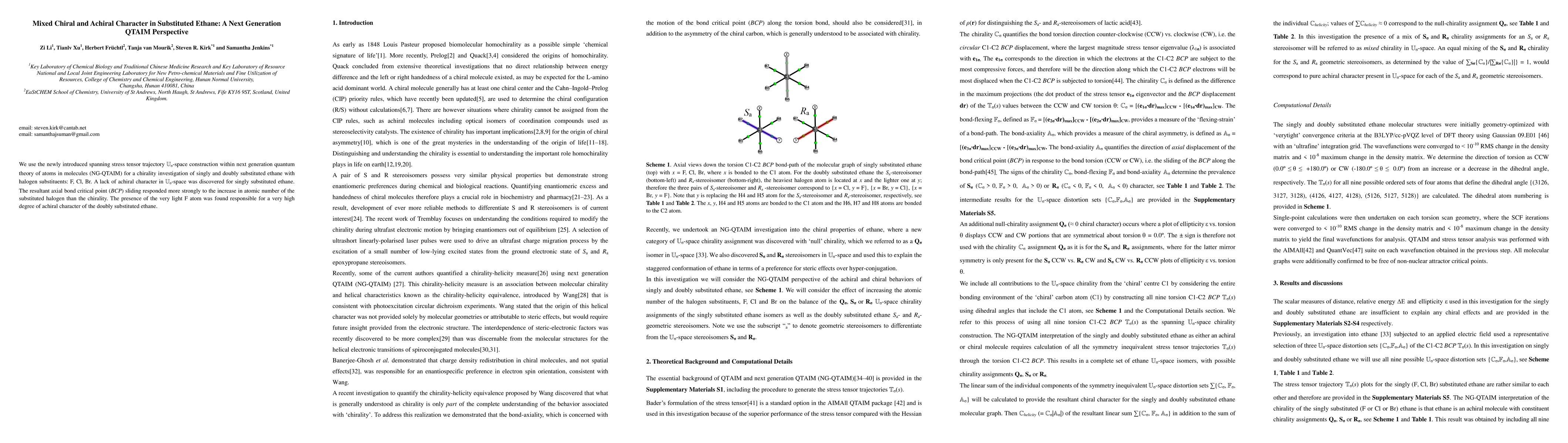 Thumbnail for Mixed Chiral and Achiral Character in Substituted Ethane: A Next
  Generation QTAIM Perspective