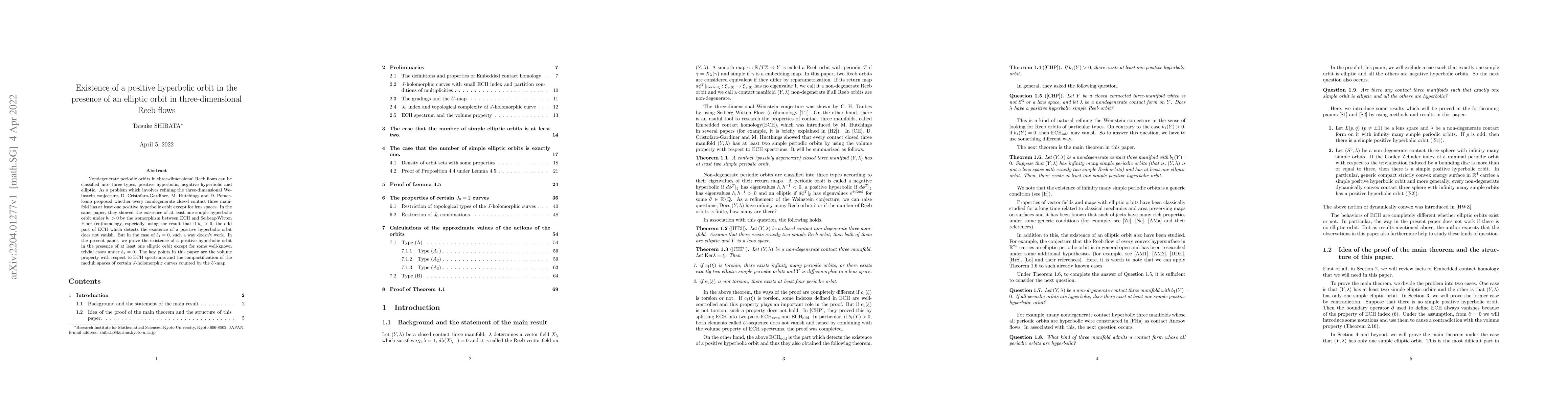 Thumbnail for Existence of a positive hyperbolic orbit in the presence of an elliptic
  orbit in three-dimensional Reeb flows