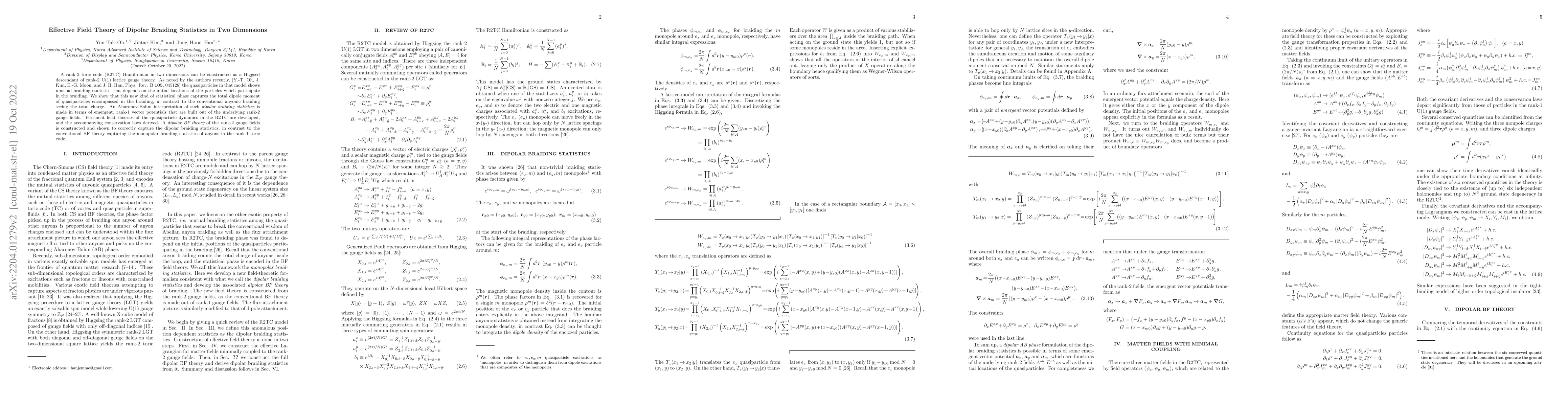Thumbnail for Effective Field Theory of Dipolar Braiding Statistics in Two Dimensions