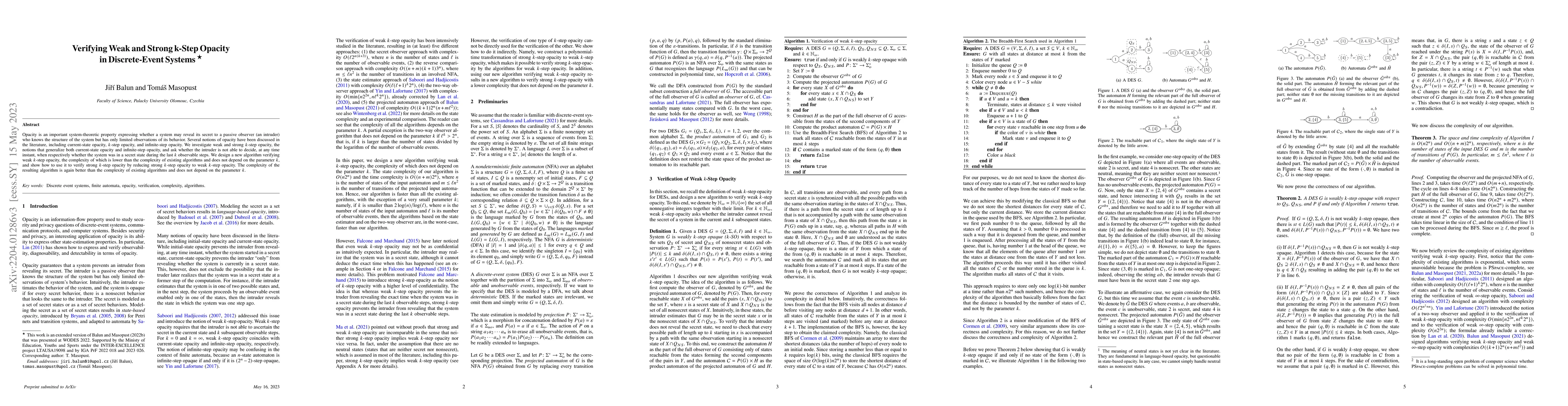 Thumbnail for Verifying Weak and Strong k-Step Opacity in Discrete-Event Systems