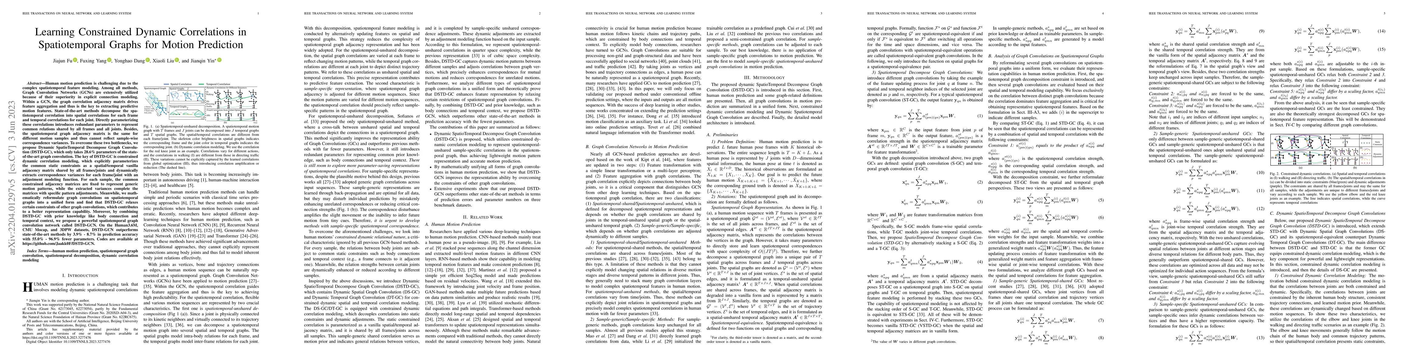 Thumbnail for Learning Constrained Dynamic Correlations in Spatiotemporal Graphs for
  Motion Prediction