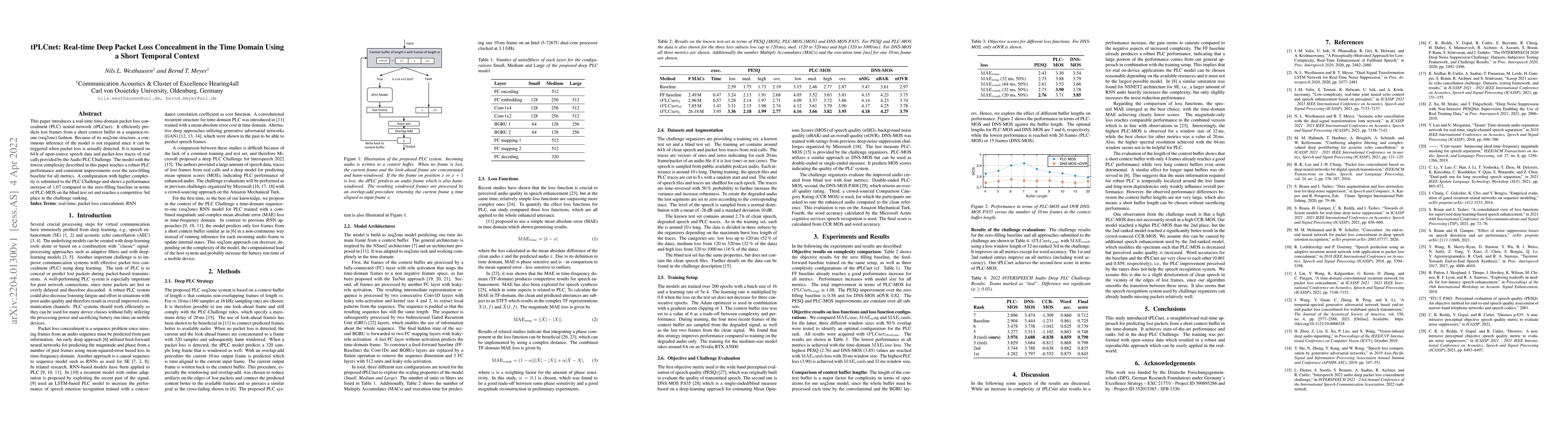 Thumbnail for tPLCnet: Real-time Deep Packet Loss Concealment in the Time Domain Using
  a Short Temporal Context
