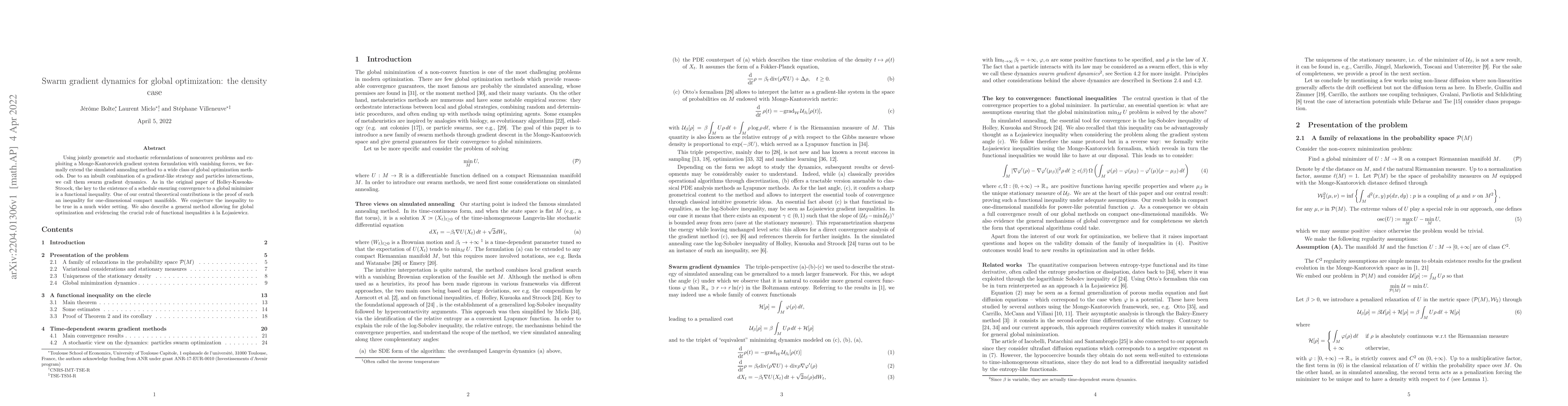 Thumbnail for Swarm gradient dynamics for global optimization: the density case
