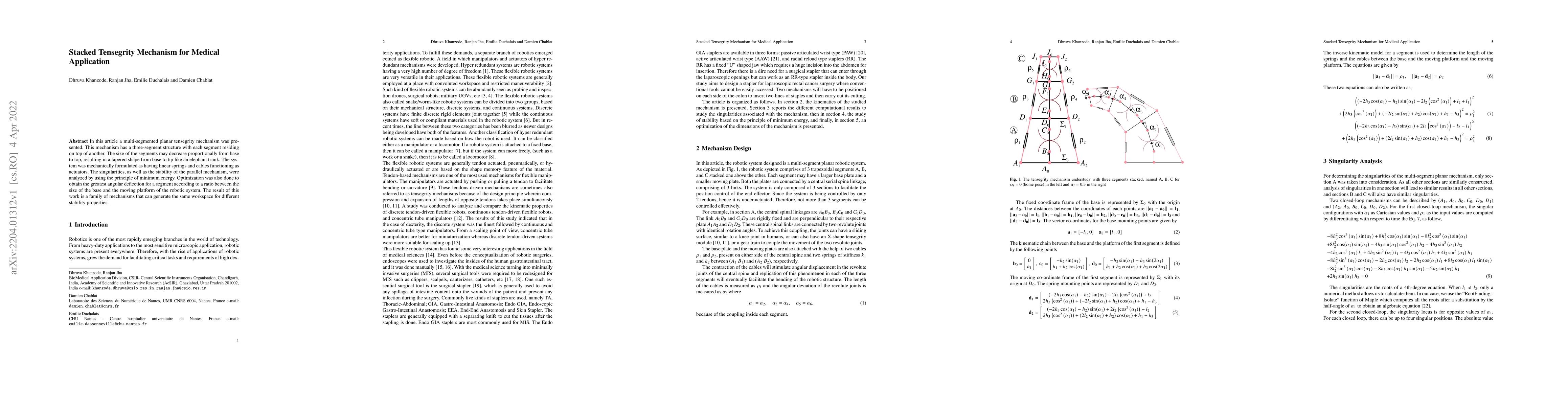 Thumbnail for Stacked Tensegrity Mechanism for Medical Application