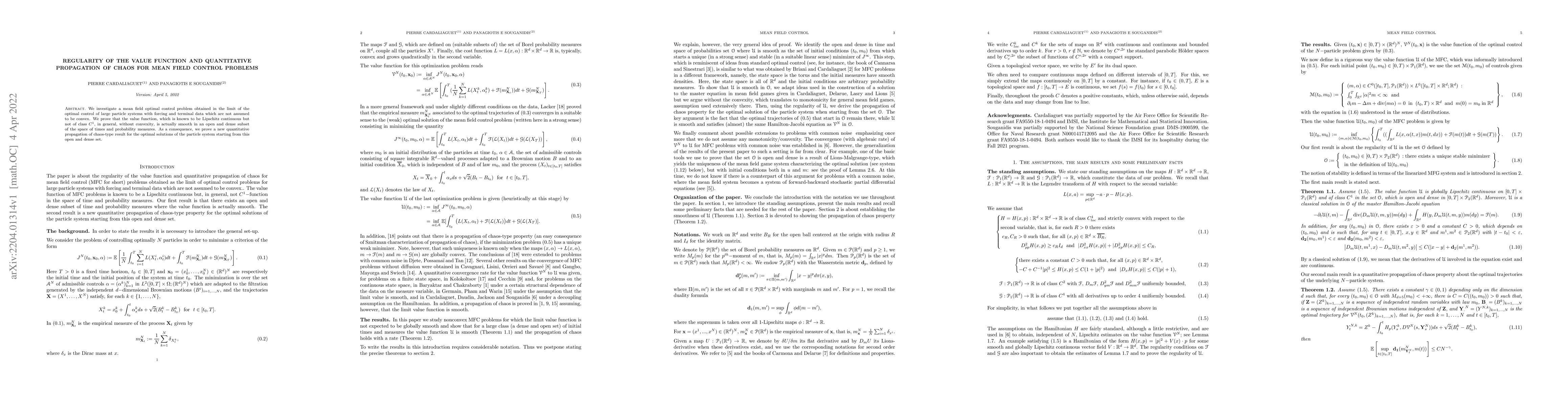 Thumbnail for Regularity of the value function and quantitative propagation of chaos
  for mean field control problems