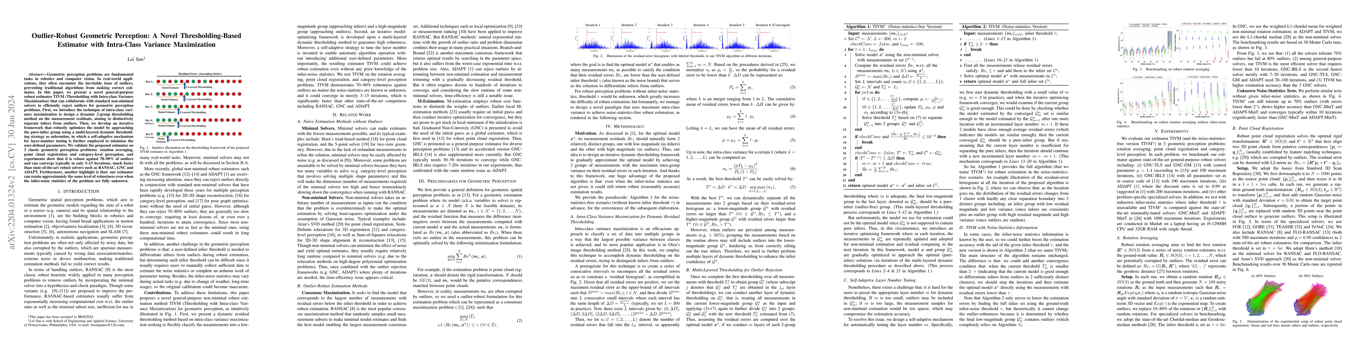 Thumbnail for Outlier-Robust Geometric Perception: A Novel Thresholding-Based
  Estimator with Intra-Class Variance Maximization