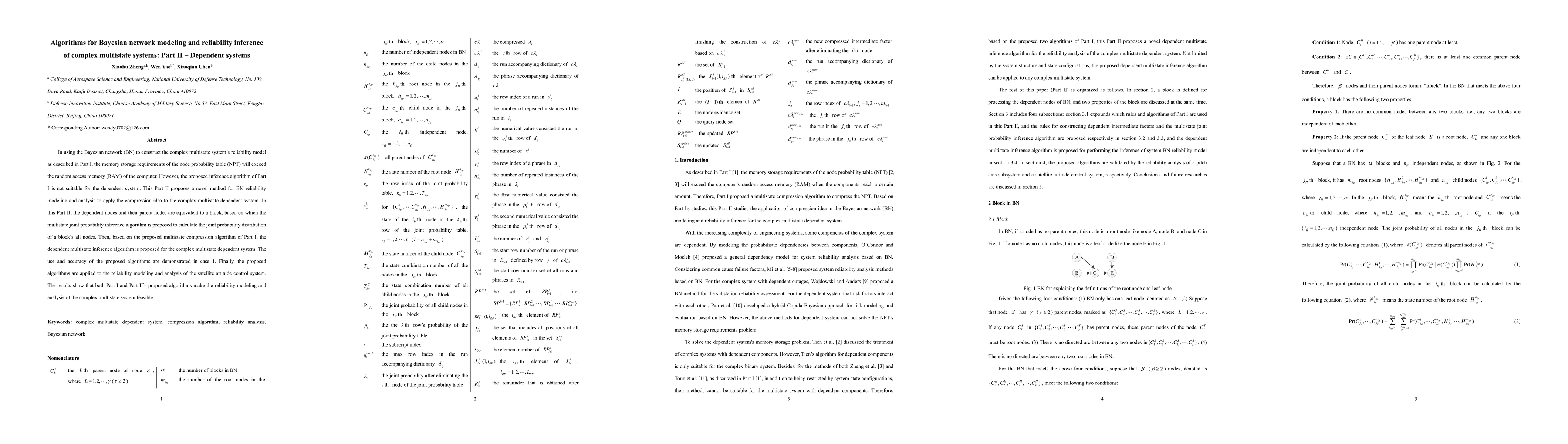 Thumbnail for Algorithms for Bayesian network modeling and reliability inference of
  complex multistate systems: Part II-Dependent systems