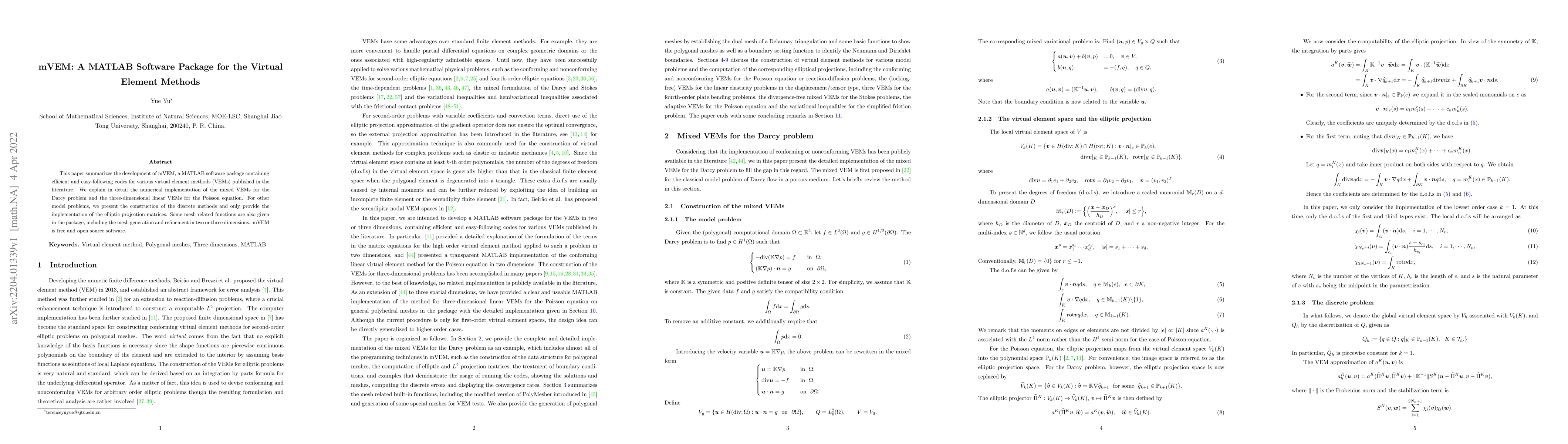Thumbnail for mVEM: A MATLAB Software Package for the Virtual Element Methods