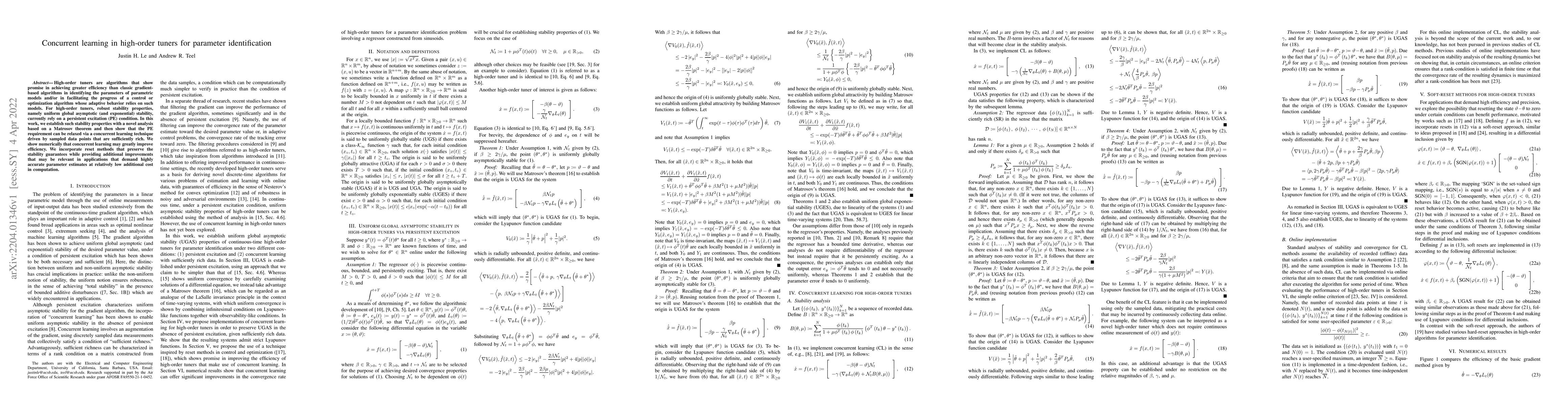 Thumbnail for Concurrent learning in high-order tuners for parameter identification