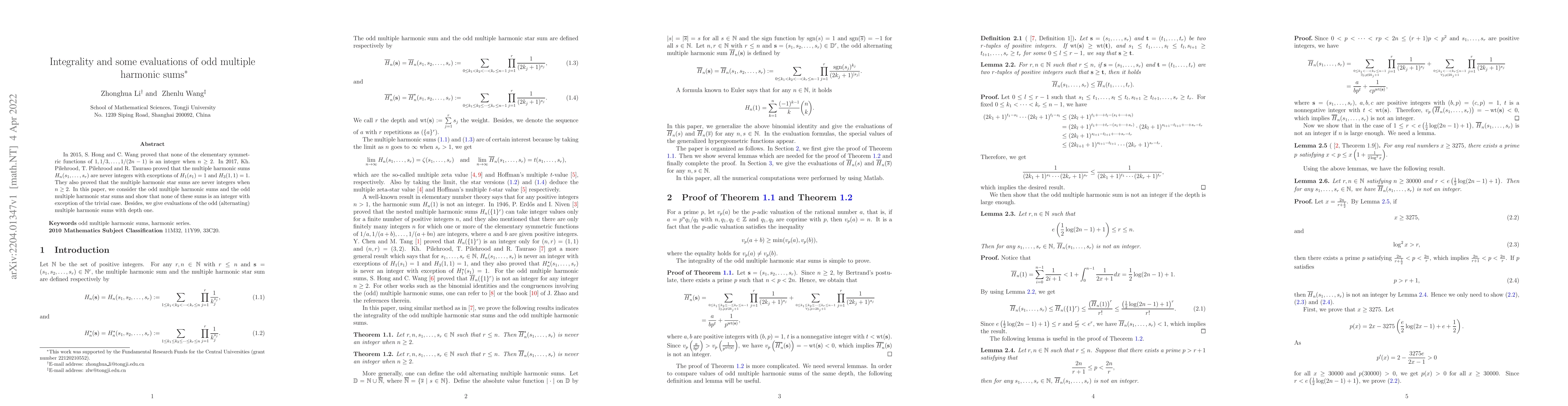 Thumbnail for Integrality and some evaluations of odd multiple harmonic sums