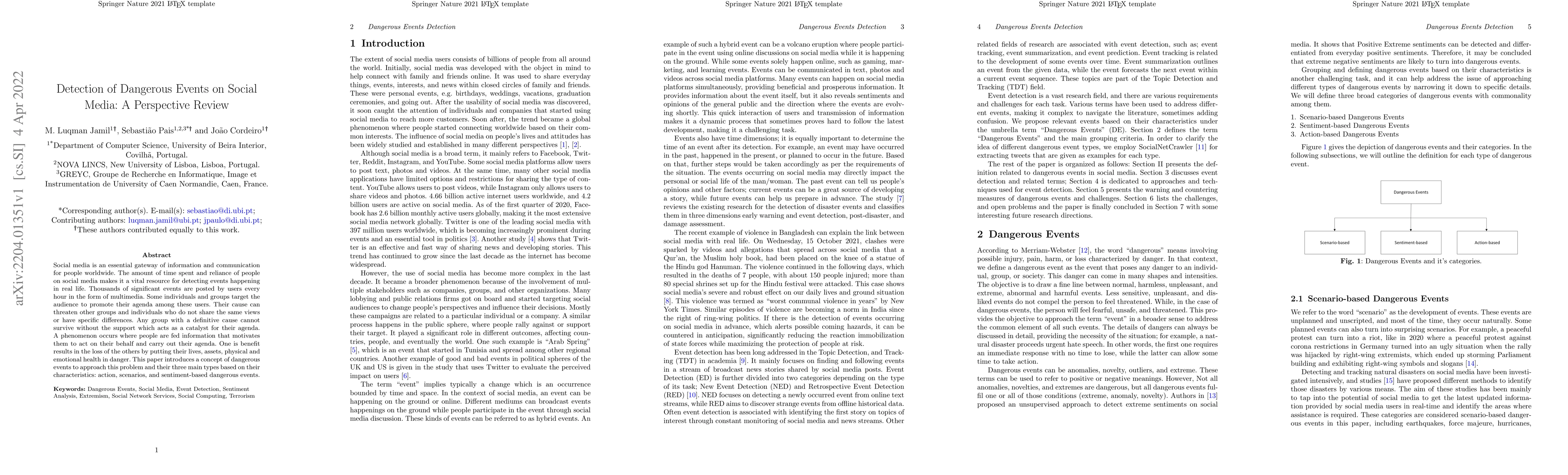 Thumbnail for Detection of Dangerous Events on Social Media: A Perspective Review