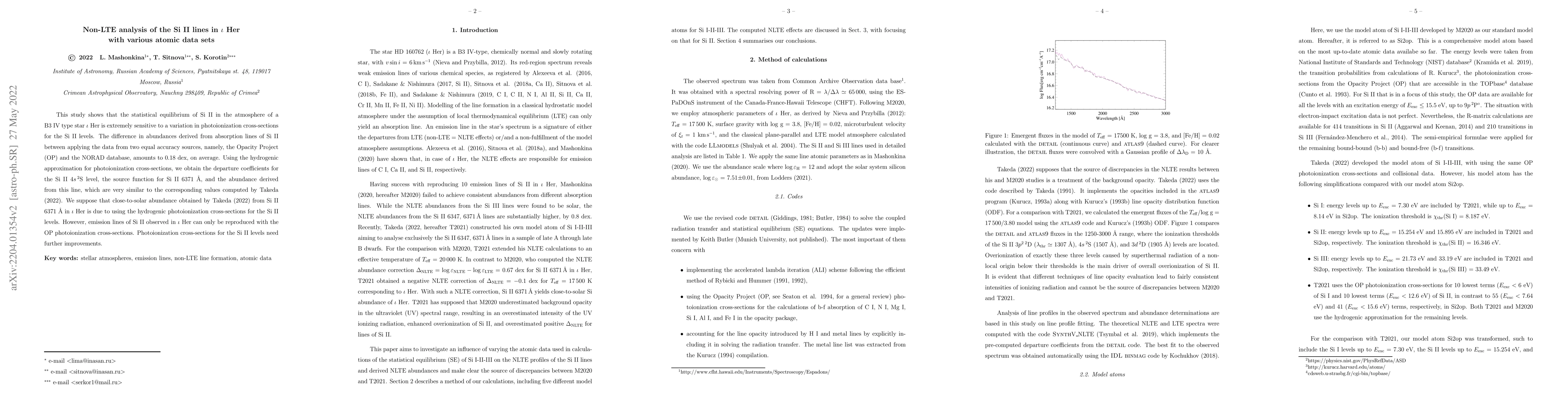 Thumbnail for Non-LTE analysis of the Si II lines in iota Her with various atomic data
  sets