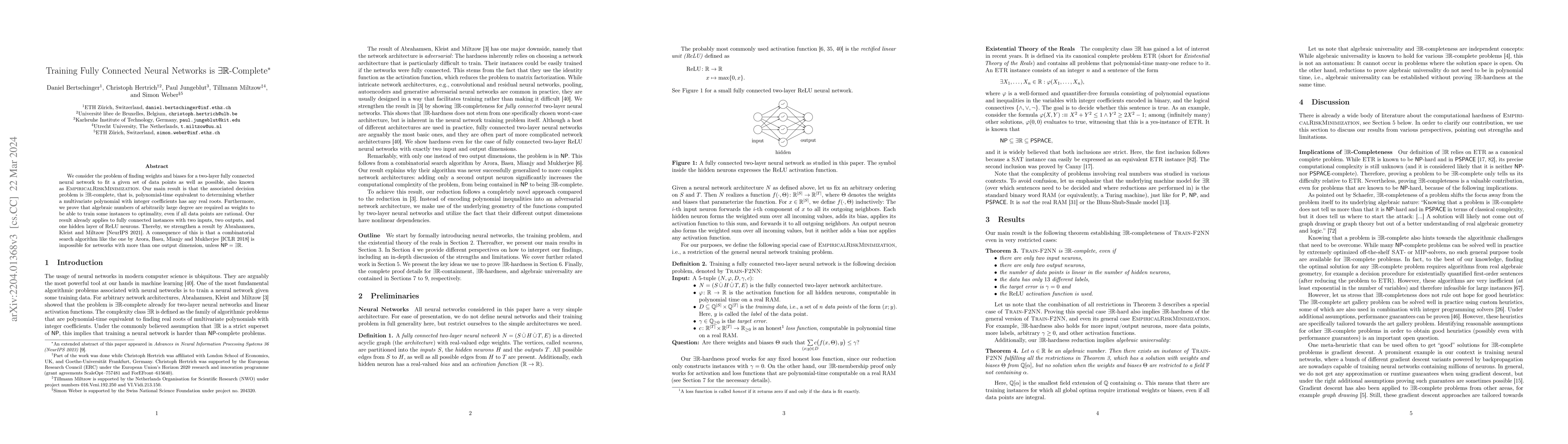 Thumbnail for Training Fully Connected Neural Networks is $\exists\mathbb{R}$-Complete