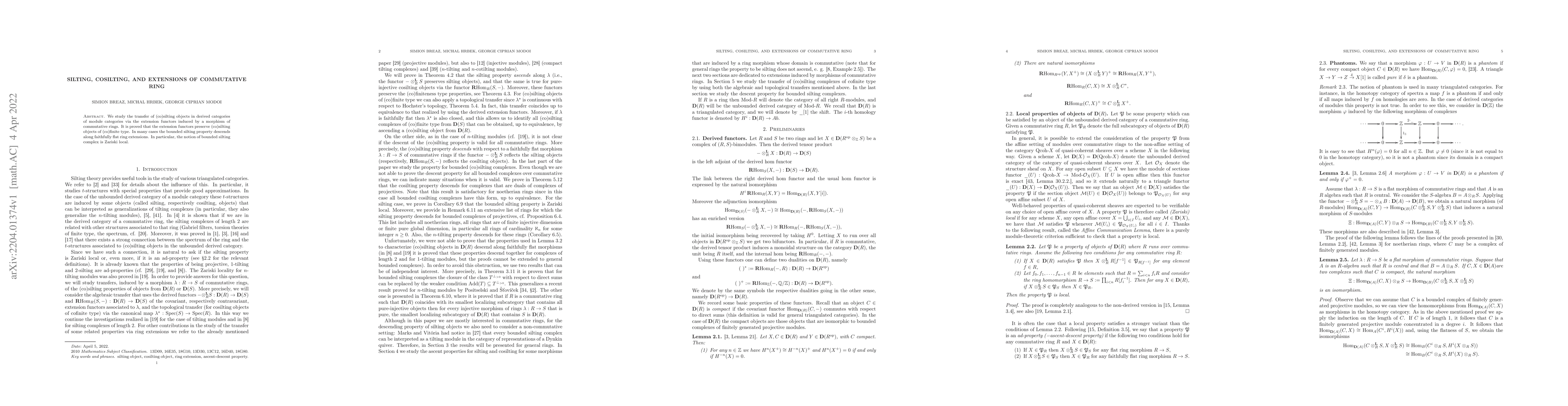 Thumbnail for Silting, cosilting, and extensions of commutative ring