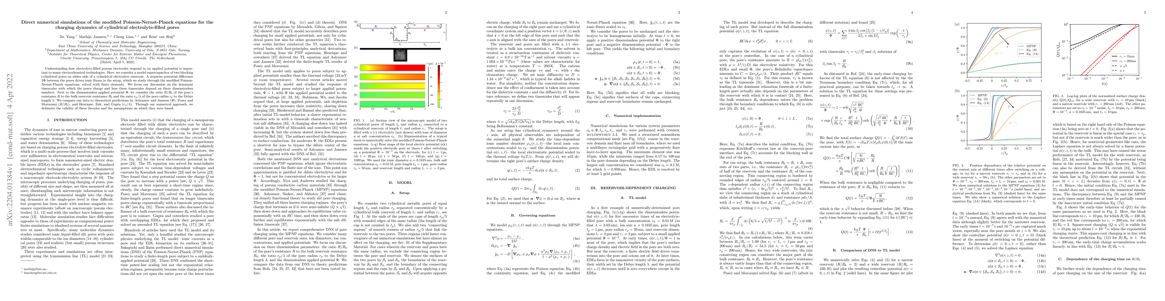 Thumbnail for Direct numerical simulations of the modified Poisson-Nernst-Planck
  equations for the charging dynamics of cylindrical electrolyte-filled pores