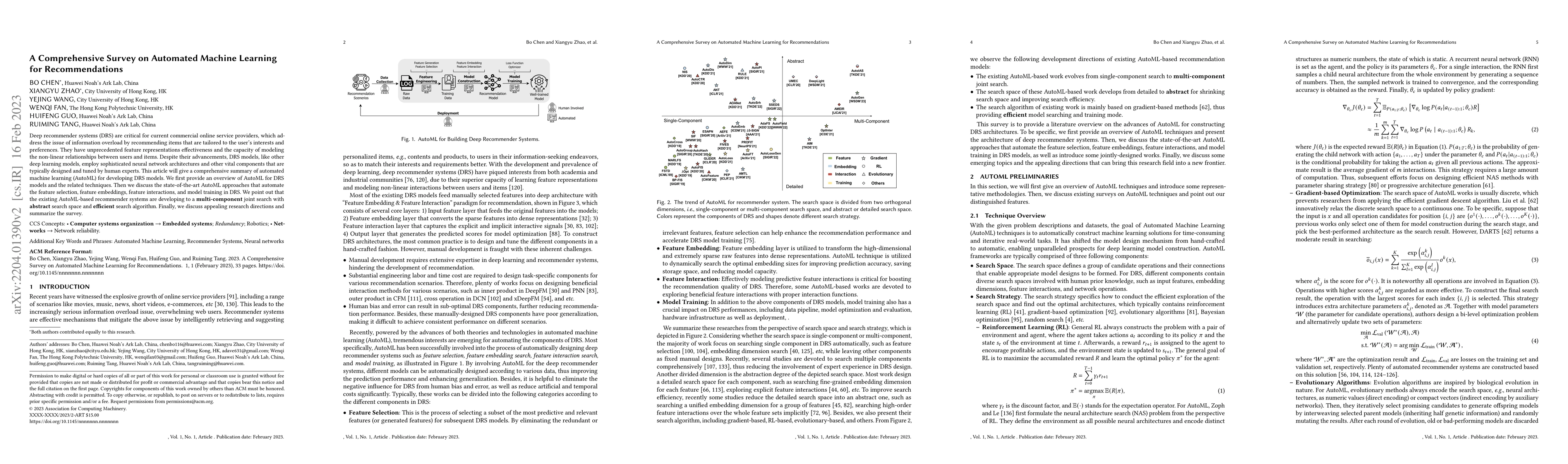 Thumbnail for A Comprehensive Survey on Automated Machine Learning for Recommendations