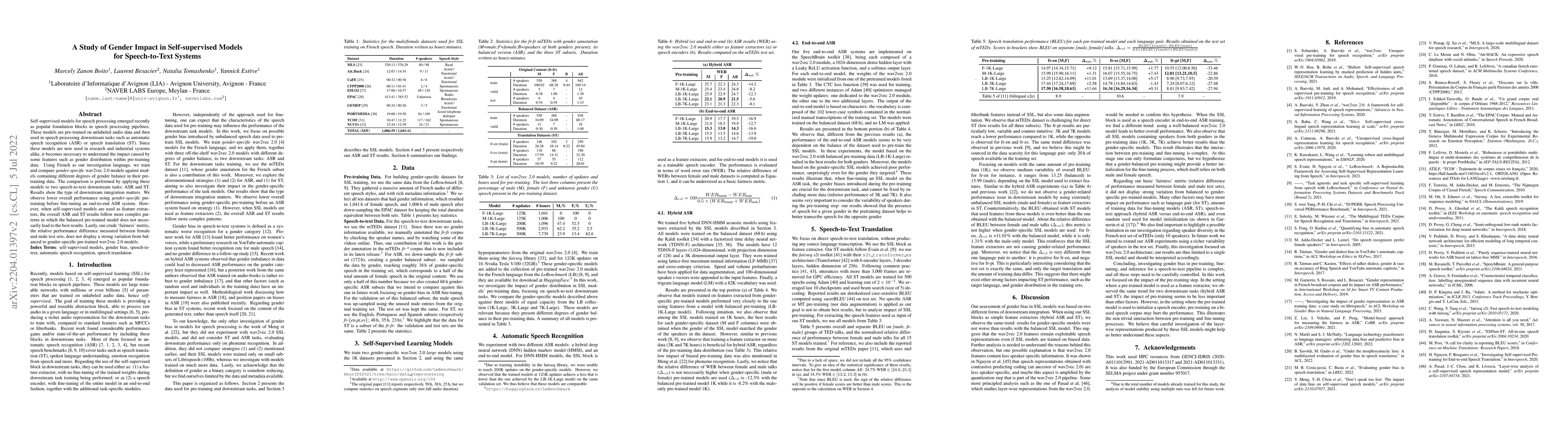 Thumbnail for A Study of Gender Impact in Self-supervised Models for Speech-to-Text
  Systems
