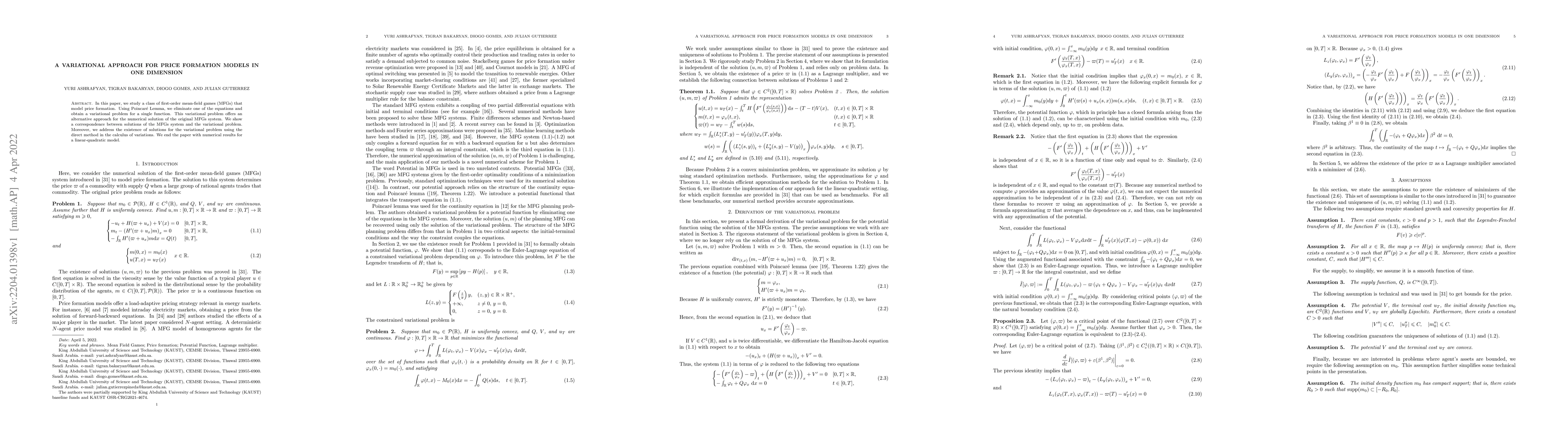 Thumbnail for A Variational Approach For Price Formation Models In One Dimension