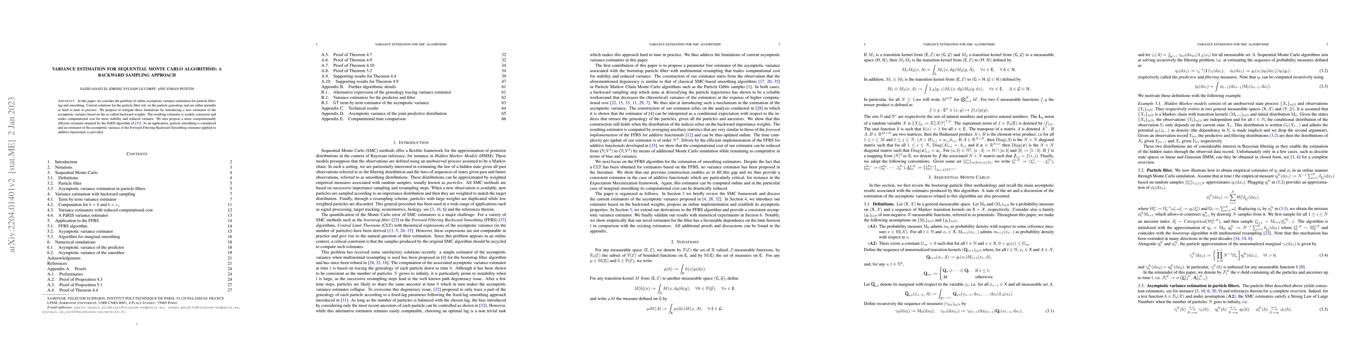 Thumbnail for Variance estimation for Sequential Monte Carlo Algorithms: a backward
  sampling approach