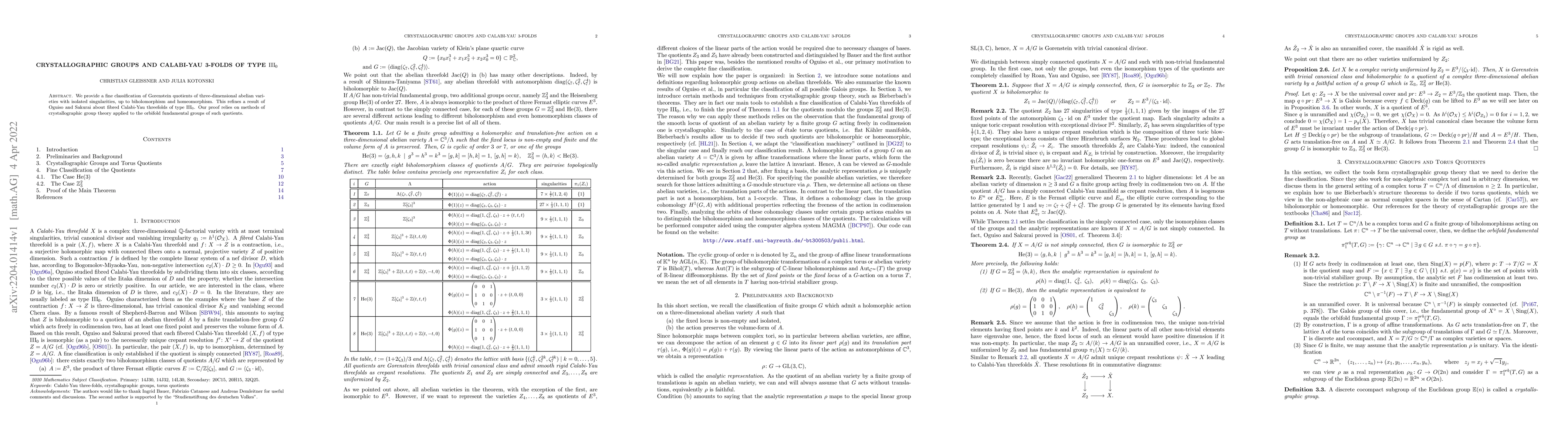 Thumbnail for Crystallographic Groups and Calabi-Yau 3-folds of Type $\mathrm{III}_0$